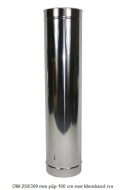 DW-250300 mm pijp 100 cm met klemband rvs
