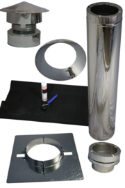 Complete dakdoorvoer pelletkachel  DW100/150mm voor plat dak kunststof, EPDM - rvs