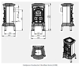 Gietijzeren Houtkachel | Nordflam Verdo (6 KW)