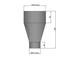 Pelletpijp verloop 80 mm x 158 mm TER15-924