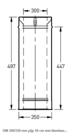 DW-300/350 mm pijp 50 cm met klemband rvs