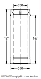 DW-300/350 mm pijp 20 cm met klemband rvs