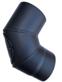 2 MM enkelwandige Ø 150 mm kachelpijp bocht 90º met luik - zwart