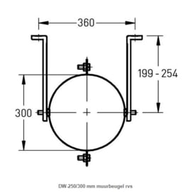 DW-250/300 mm muurbeugel rvs