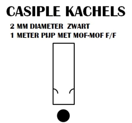 2 MM Ø 120 mm  kachelpijp mof met condensring (F/F) 100 cm - Zwart