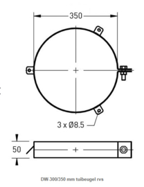 DW-300/350 mm tuibeugel rvs