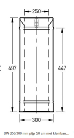 DW-250/300 mm pijp 50 cm met klemband rvs