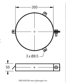 DW-250/300 mm tuibeugel rvs