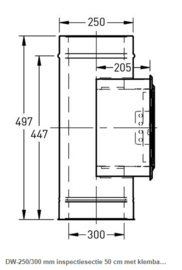DW-250/300 mm inspectiesectie 50 cm met klemband rvs