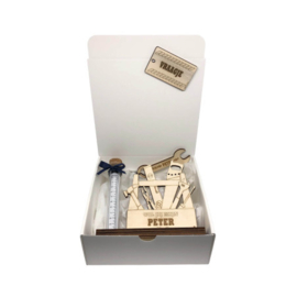 Geschenkbox gereedschap 'wil jij mijn peter zijn'