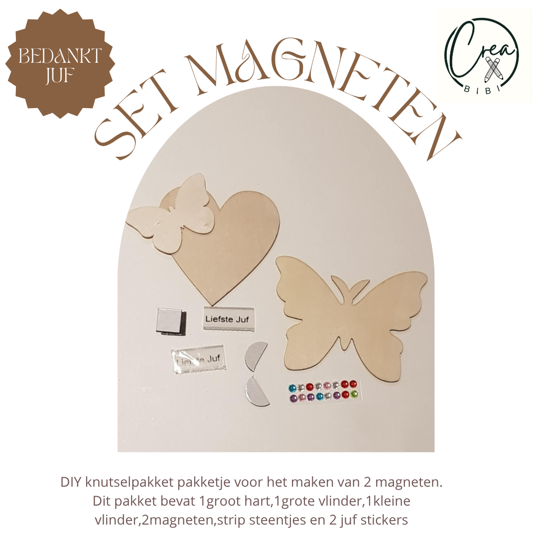Knutselpakketje magneetset juf (J2)