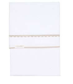 Ledikantlaken beige rounded geborduurd