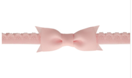 Newborn haarbandje met kanten strik light pink (YLM114)