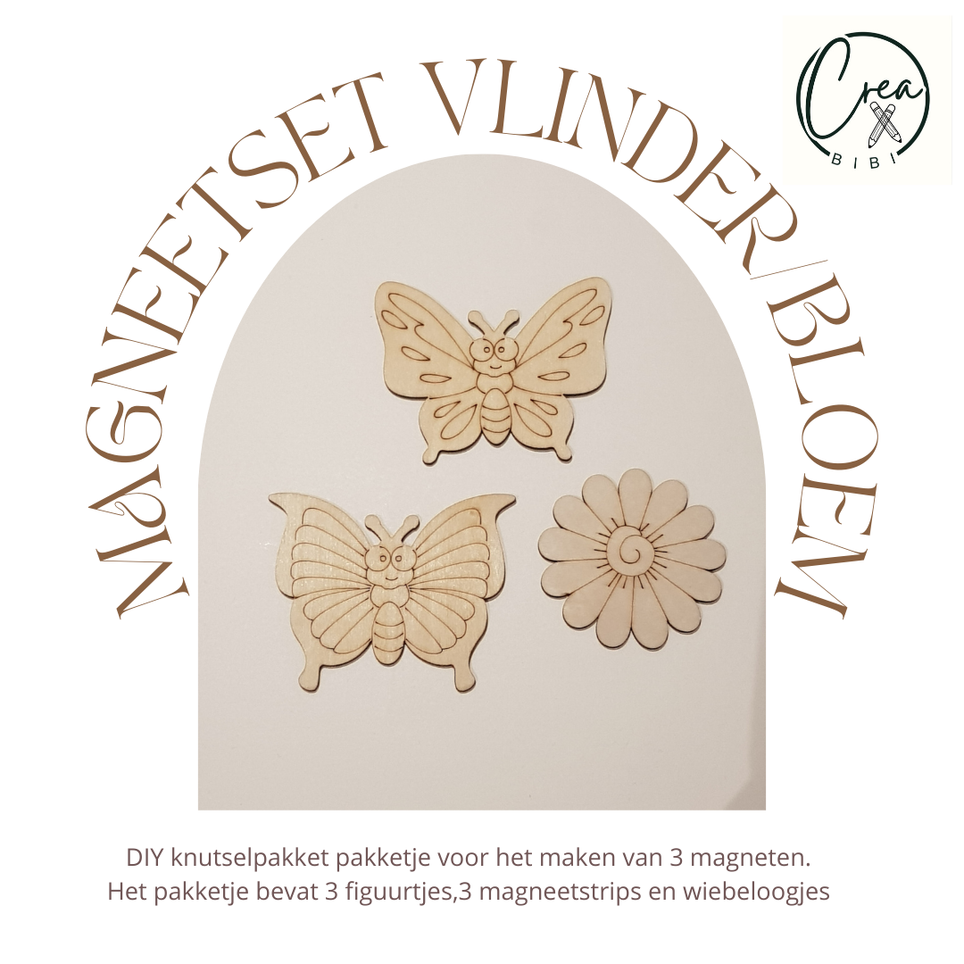 Knutselpakketje magneetset vlinder/bloem (21)