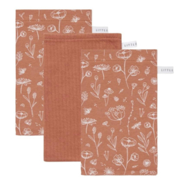 Set hydrofiel washandjes wild flowers rust