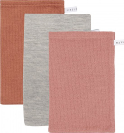 Set hydrofiel washandjes pure rust/blush/grey