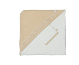 Badcape+washandje boho sand