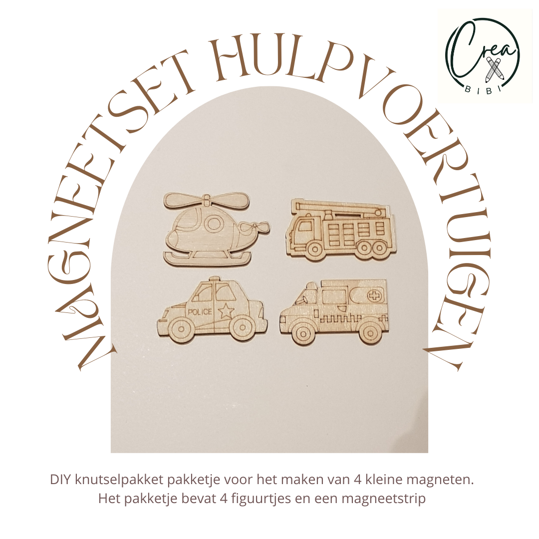 Knutselpakketje magneetset hulpvoertuigen (24)