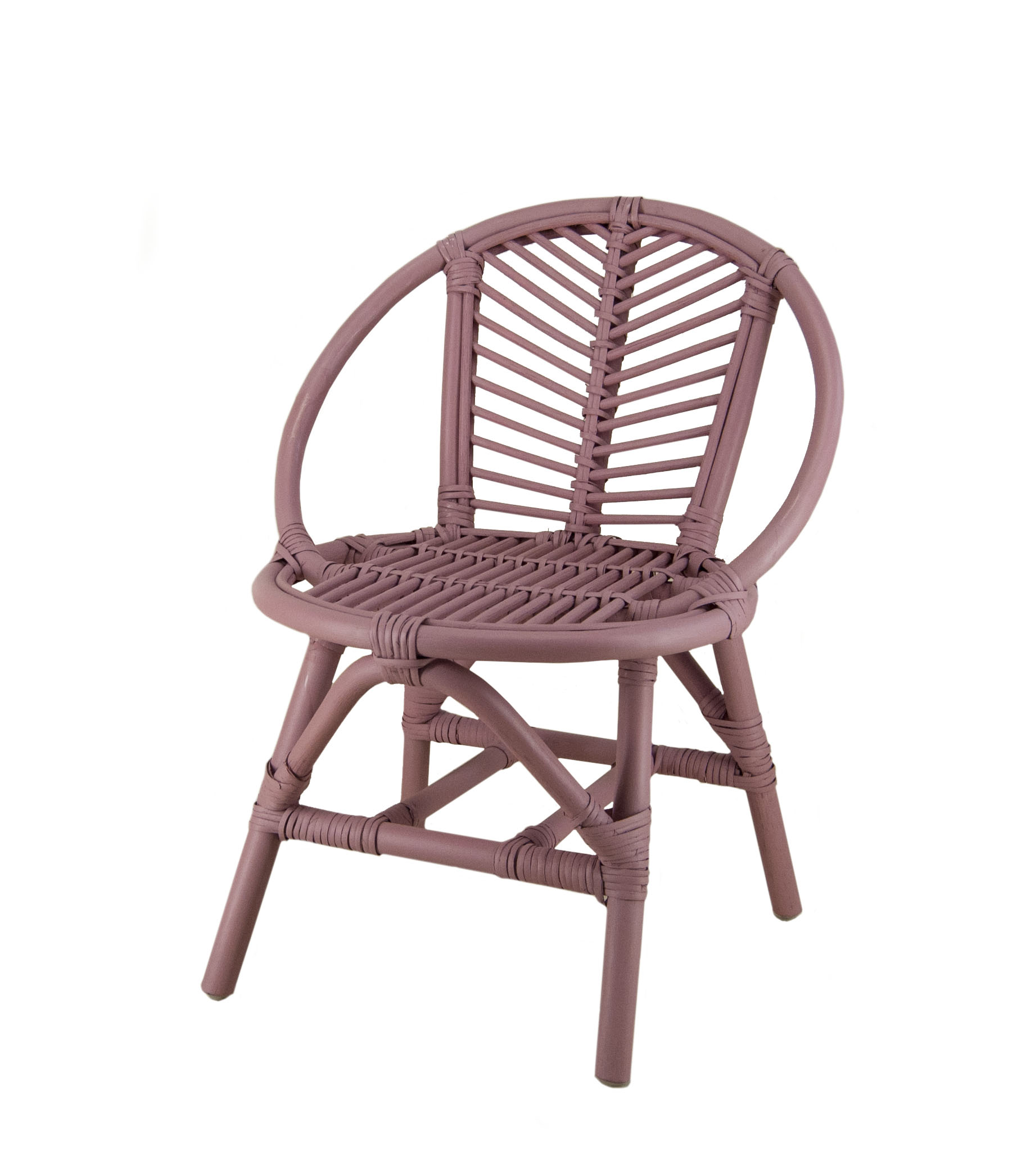 Rotan retro kinderstoeltje in roze
