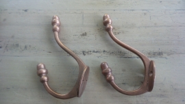 Double oak hook - sierlijk gebogen kapstokhaak koper groot