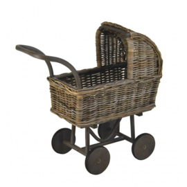 Poppenwagen Coco grey rotan