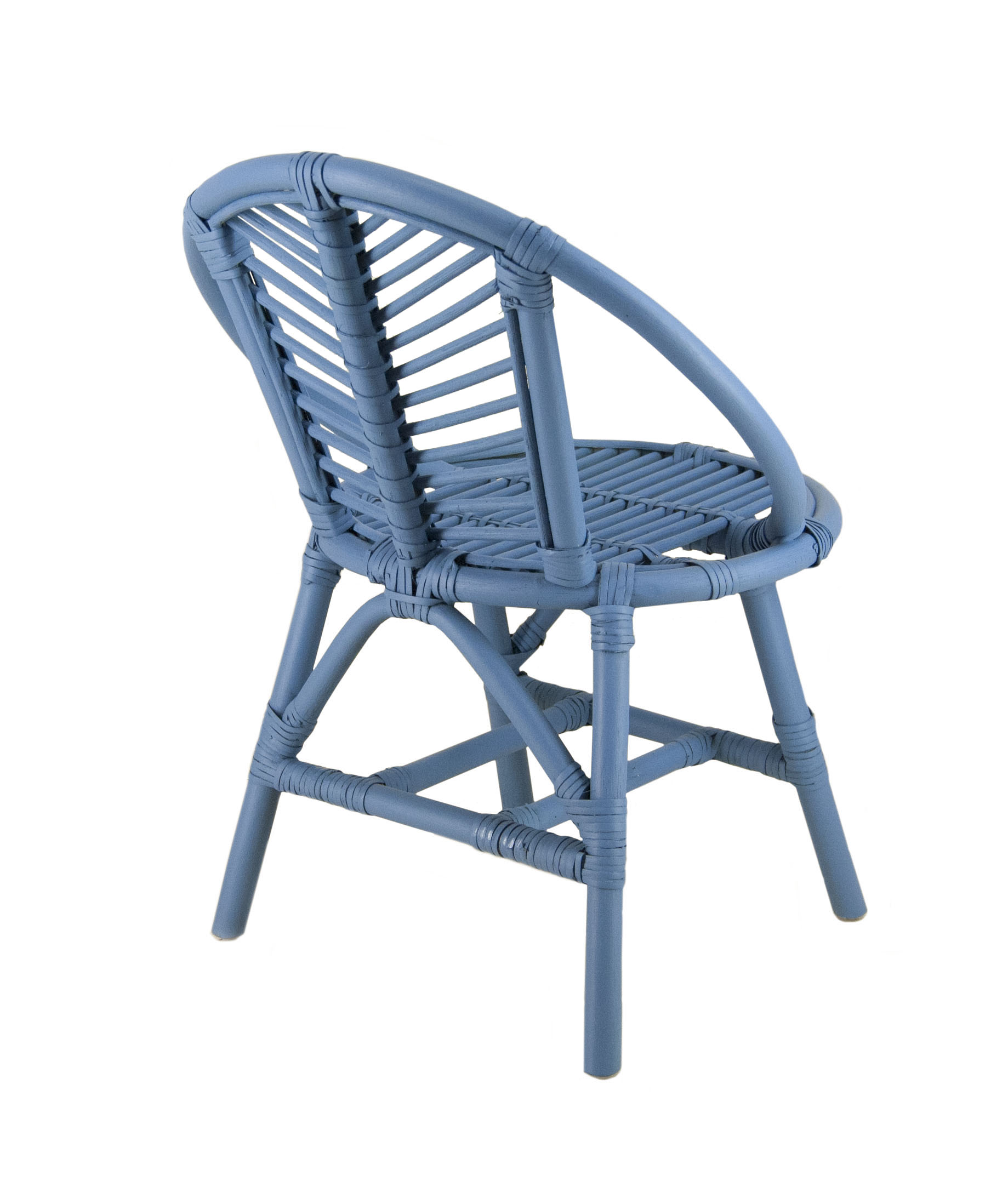 Lief retro rotan kinderstoeltje in oudblauw