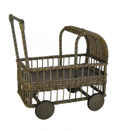 Poppenwagen Roosje grey rotan