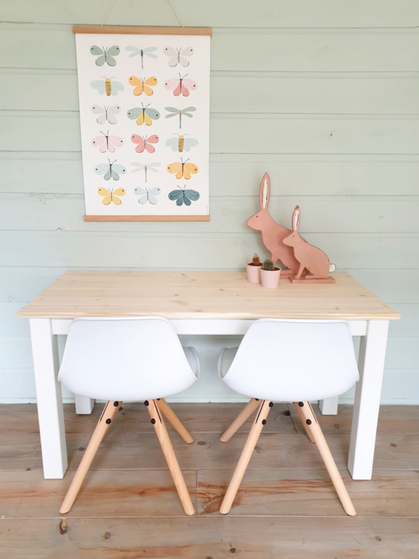 Bibliografie gedragen Menstruatie Stoere kindertafel speeltafel wit of met vergrijsd of blank gelakt blad op  maat gemaakt | Kindertafels Speeltafels | Cornelia`s Home