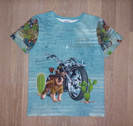3533 - Shirt met hond op motor maat 110-116