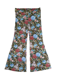 160009 - Flared broek met panter print en bloemen maat 116, 128