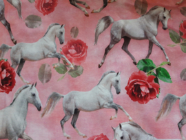 12031 - Roze paarden scrunchie