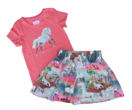 1454 - Paarden rokje en shirtje maat 98-104