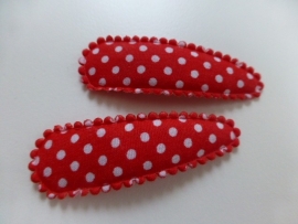 7048 - Rode polkadot haarknipjes