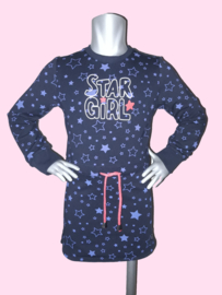 4390 - Vinrose donkerblauw  jurkje  Star Girl maat 86-92, 146-152