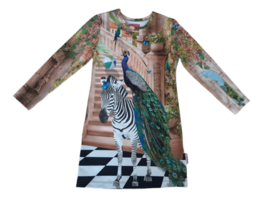 4454 - Zebra met pauw jurkje