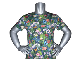 4441 - Blauw vlinder jurkje maat 122-128