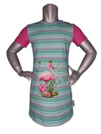 4487 - Flamingo jurkje maat  98-104, 110-116