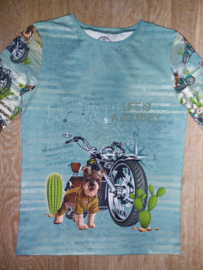 3533 - Langemouwen shirt met hond op motor
