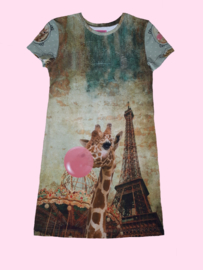 4445 - Giraf in Parijs jurkje (ook lange mouwen)