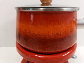 Fondue set in rood retro / Fondue set in red retro