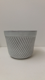 Set bloempotten wit ribbel nummer 2045 Erica / Set planters white rib number 2045 Erica