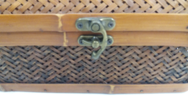 Luxe rotan wijnkoffer met handvat  / Luxury rattan wine case with handle
