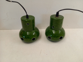 2 groene keramische lampen / 2 green ceramic lamps