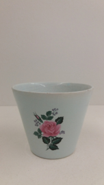 Set bloempotten licht blauw roze rozen / Set planters light blue pink roses