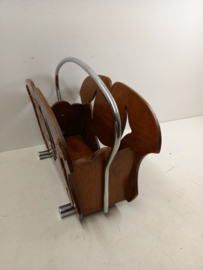 Lectuurbak eiken chroom / Magazine holder oak chrome