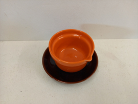 Potterie Huizen sauskom bruin oranje / Huizen Ceramics sauce bowl brown orange