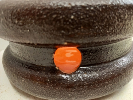 Theelichtje in keramiek oranje bruin / Tealight in ceramic orange brown
