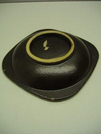 Asbak bruin met blauw witte wolkjes / Ashtray brown with blue white cloudes