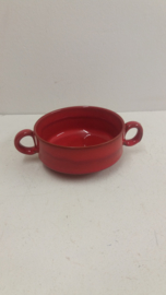 Rode soepkom met oortjes /  Rode soup bowl with handles