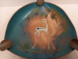 Koperen asbak met hertje / Copper ashtray with deer